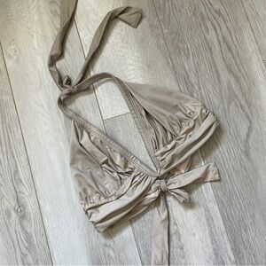 Saha Triangle Halter Bikini Top Beige (Size 32B) swim beach summer preppy